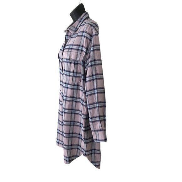 Isabel Marant Etiole Flannel Pink And Blue Plaid Shirt Dress Size 36 (6) - Picture 6 of 11